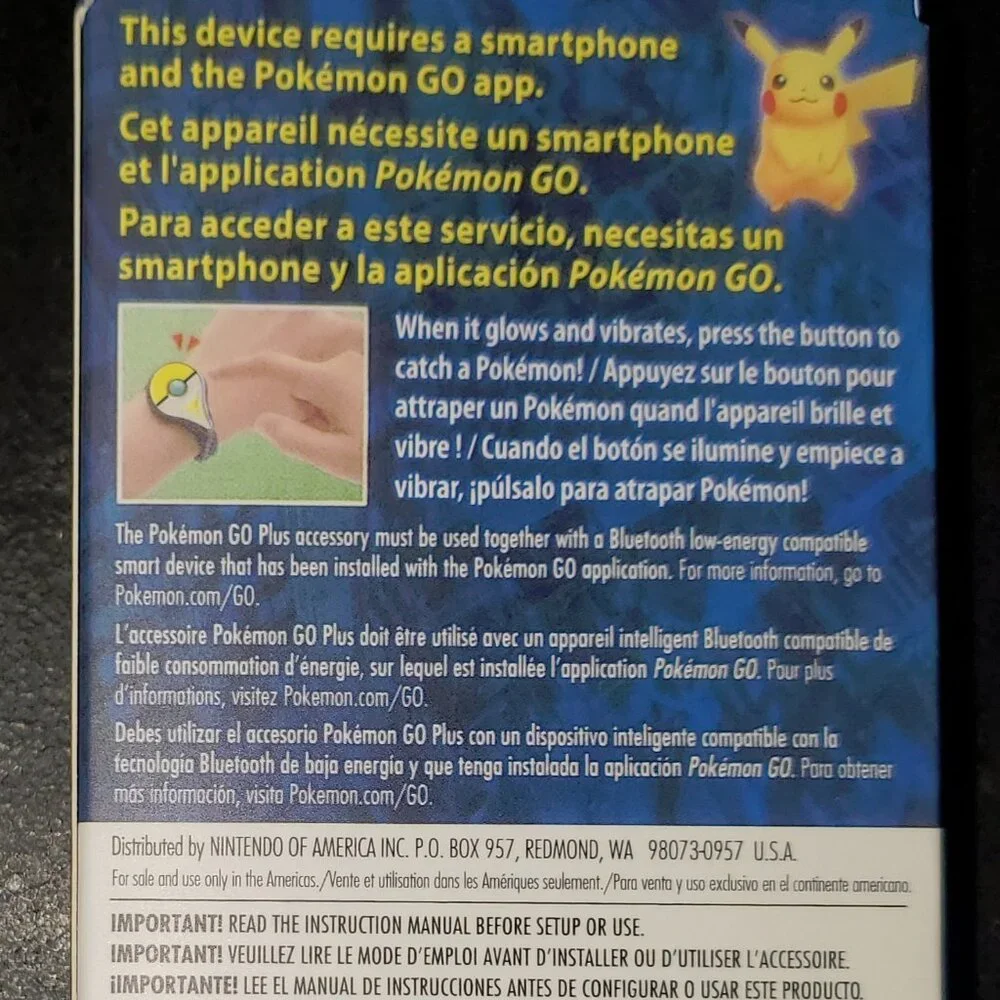 Pokemon GO Plus Bracelet Yellow Team Insinct Auto Catch Bluetooth Nitnendo